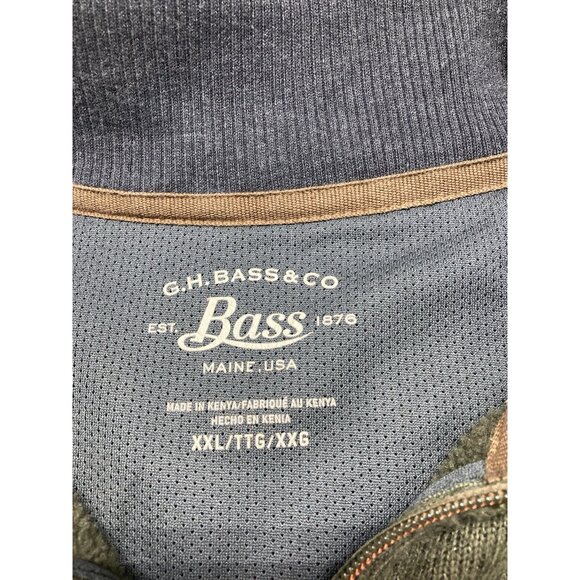 G.H. Bass 1/4 Zip Fleece Pullover Men’s Size XXL Green Long Sleeve - Picture 2 of 8